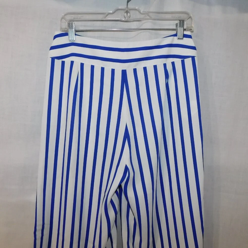 Lauren Ralph Lauren Womens 6 Blue White Striped Wide Leg Pant High Rise - Picture 15 of 16